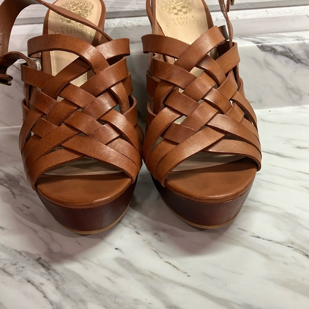 Vince Camuto Brown Platform Sandals with Chunky Heel - Picture 5 of 9